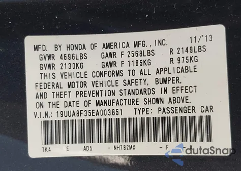 2014 Acura Tl Se из США, поврежденный, VIN 19UUA8F35EA003851